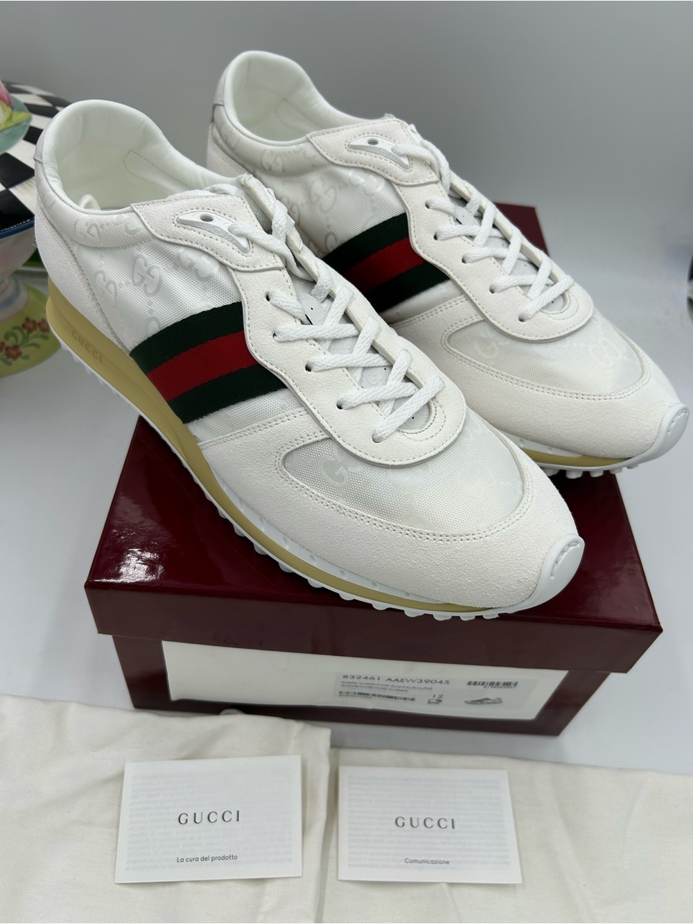 Men's Gucci re-motion GG canvas/suede sneakers size 12 fits 12.5 US made Italy - Picture 10 of 11